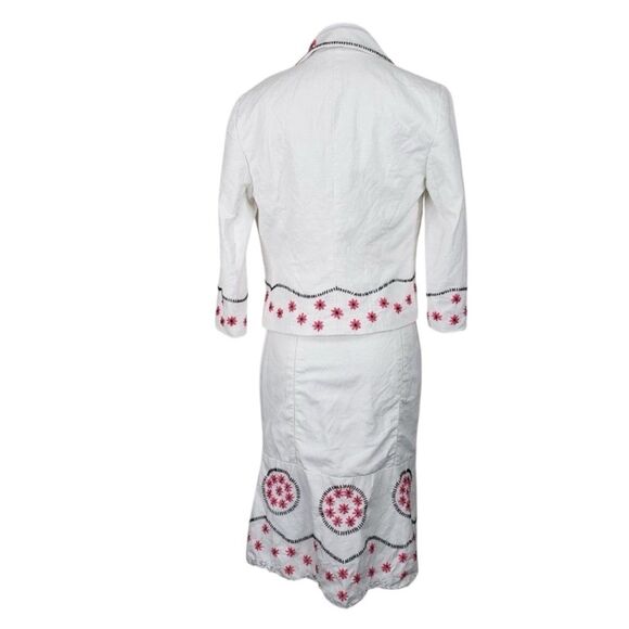 Tibi White Embroidered Linen & Cotton Dress + Jacket Set | Size 0 & XS - Picture 4 of 16